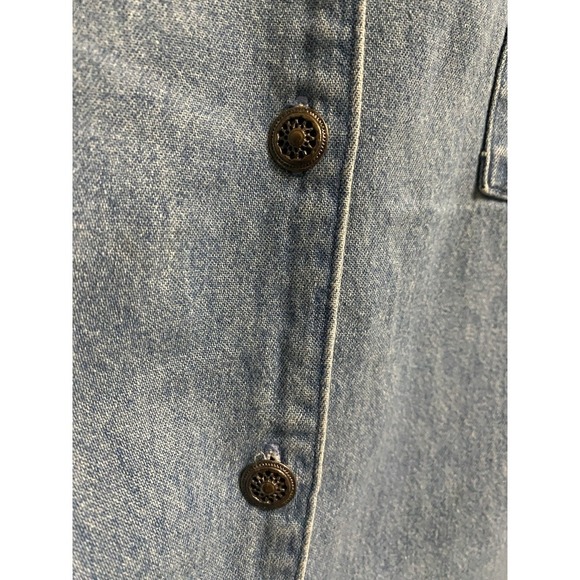 Vintage Alexa EM 80s Denim Button Down Short Sleeve Shirt Plaid Embellished XL - Picture 9 of 9